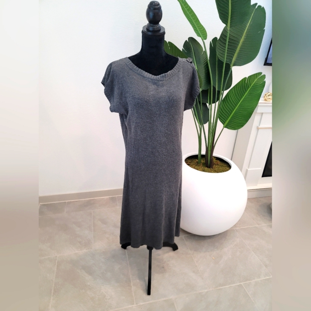 Grey Sweater Short Sleeve Dress
